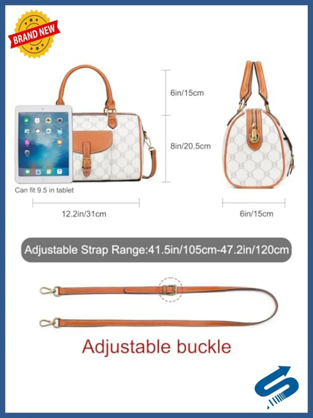 Vegan Leather Barrel Satchel Bag with Top Handle and Crossbody Strap